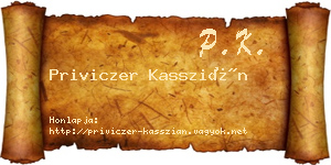 Priviczer Kasszián névjegykártya